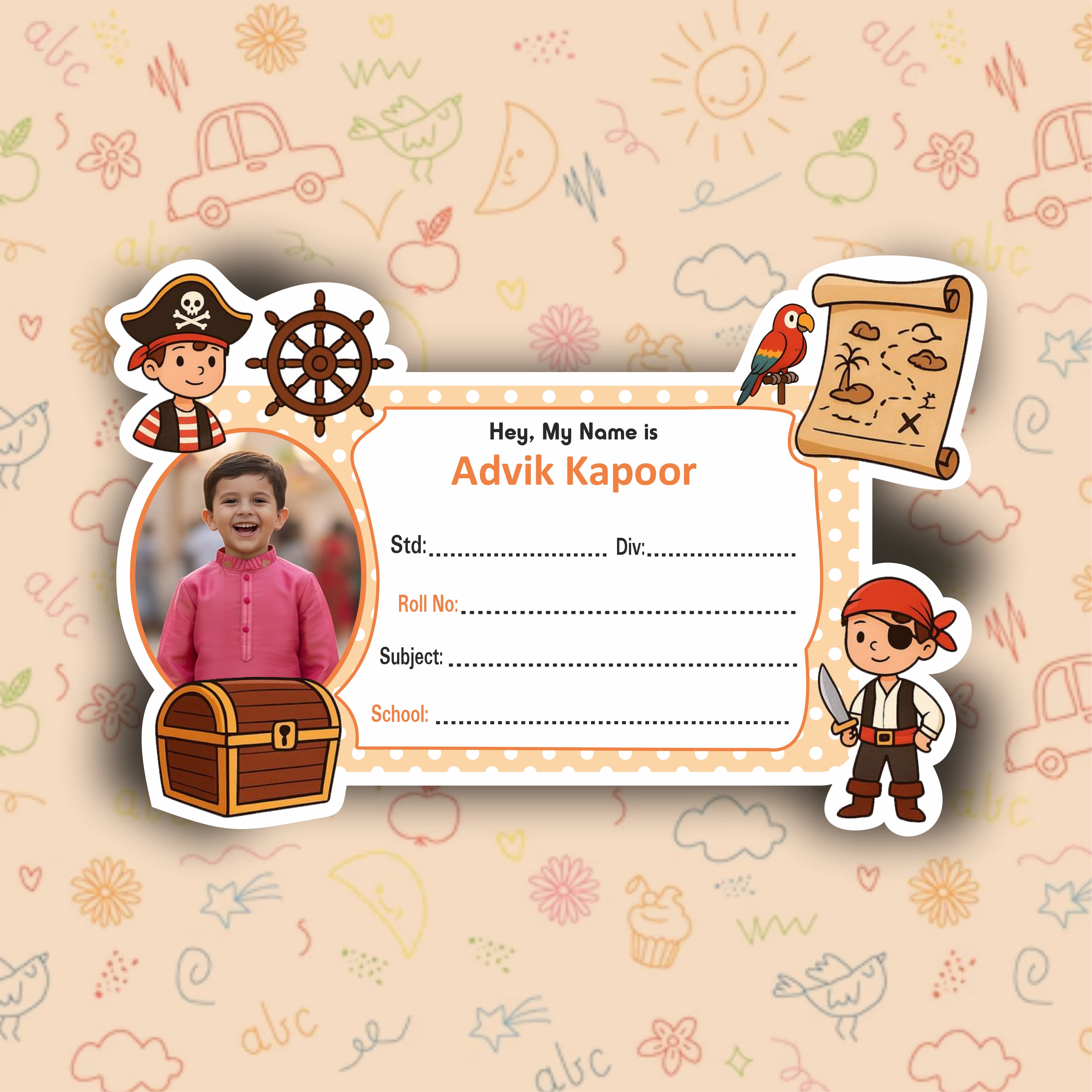 PIRATE PERSONALIZED NOTEBOOK STICKERS