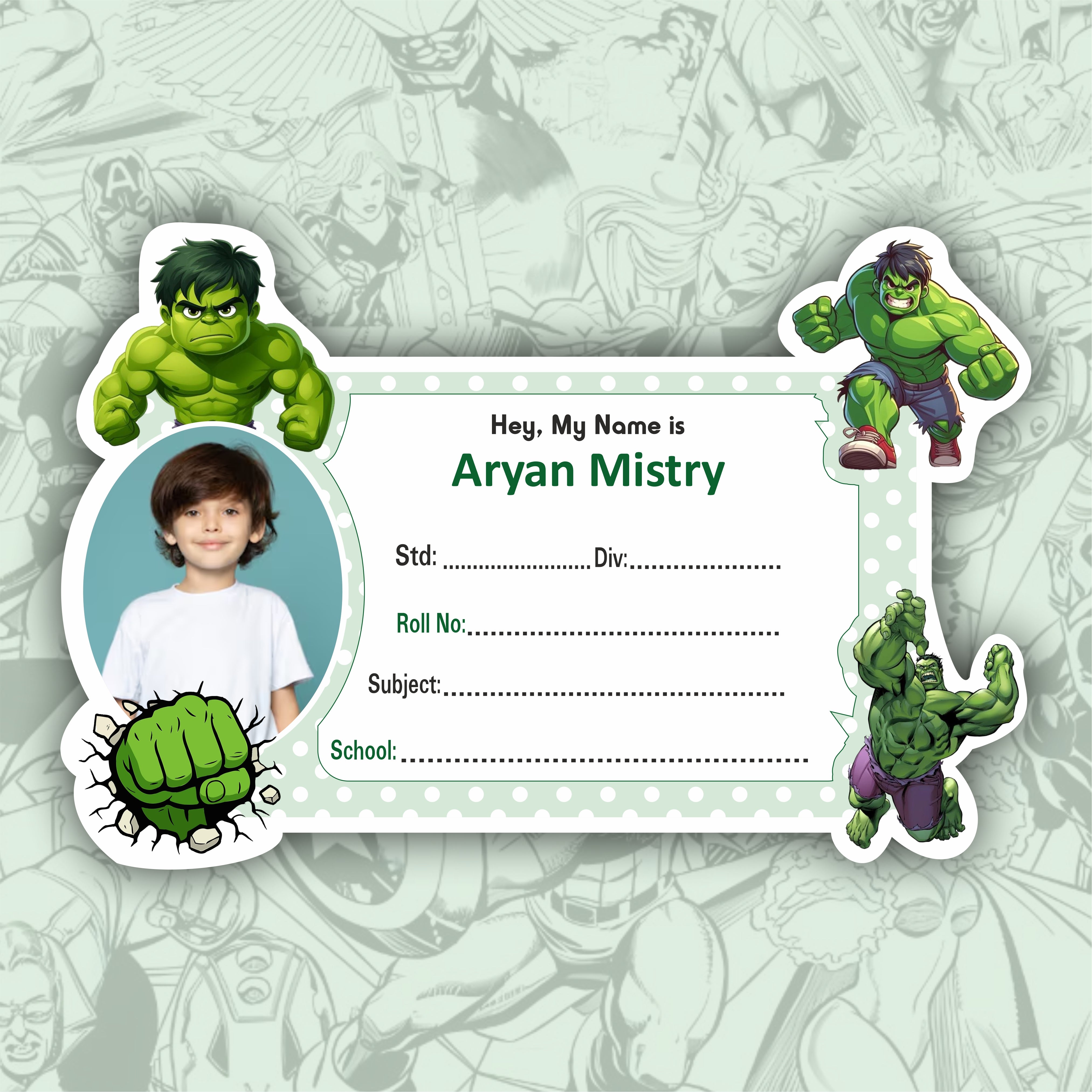 HULK PERSONALIZED NOTEBOOK STICKERS