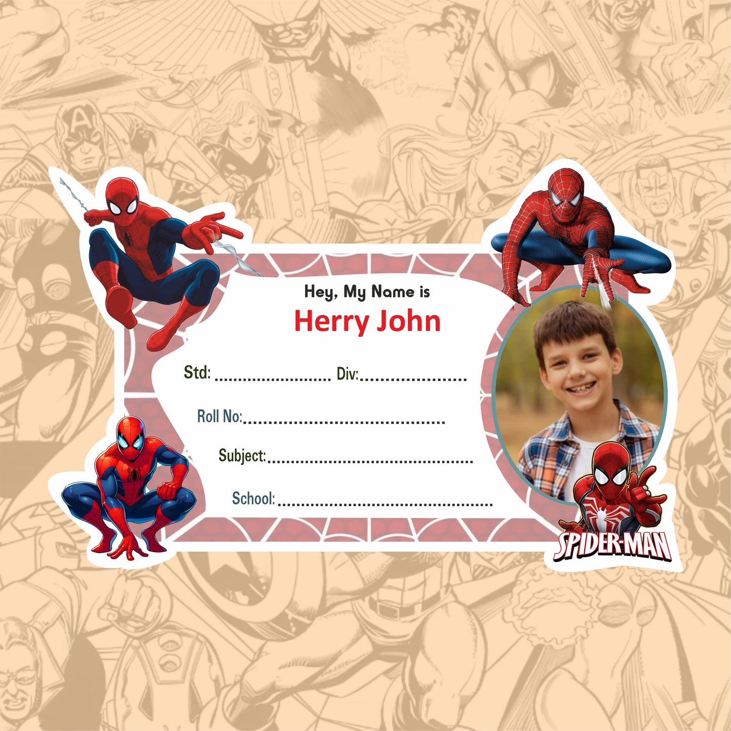 SPIDERMAN PERSONALIZED NOTEBOOK STICKERS