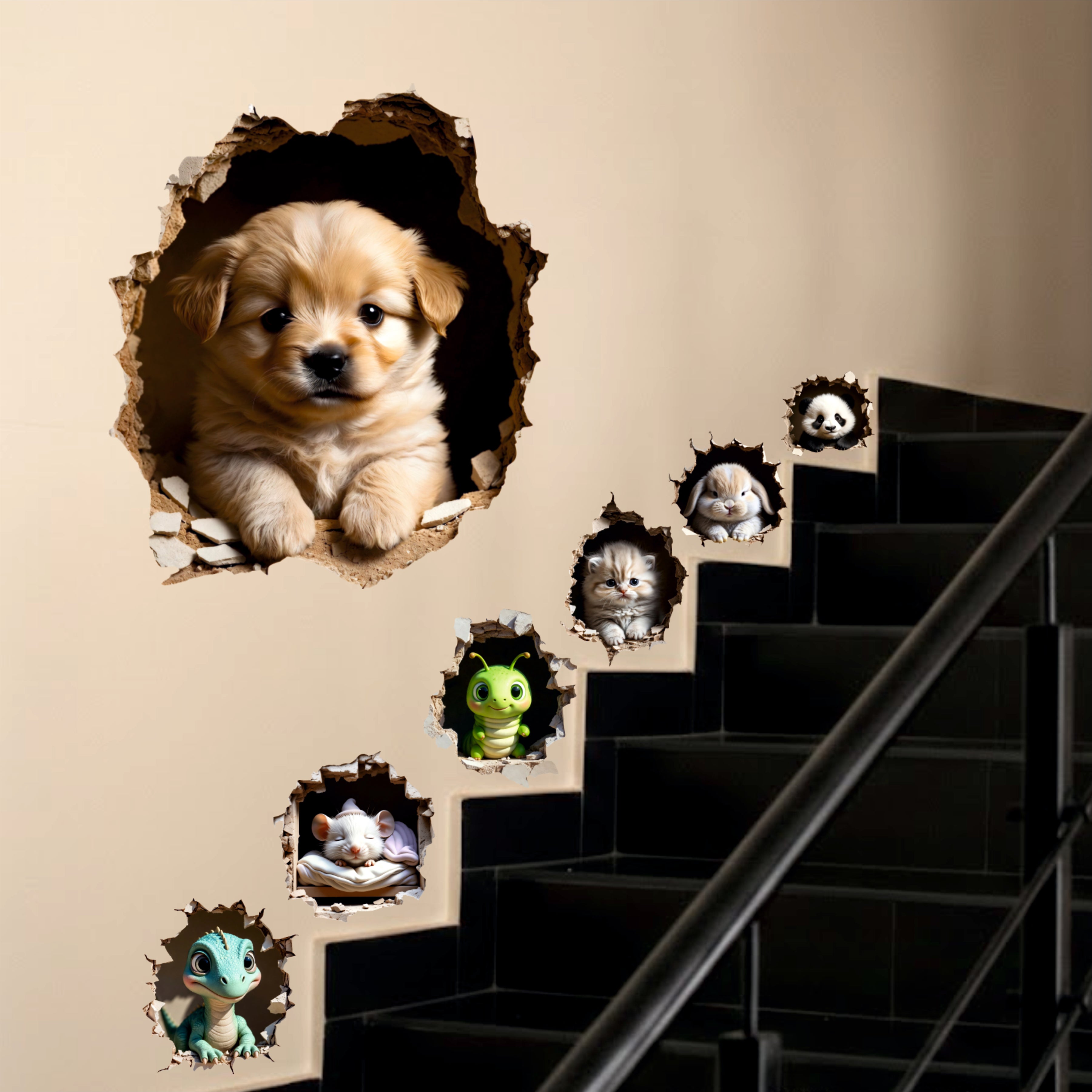 CUTE PUPPY AND FRIENDS SECRET 3D WALL DECAL