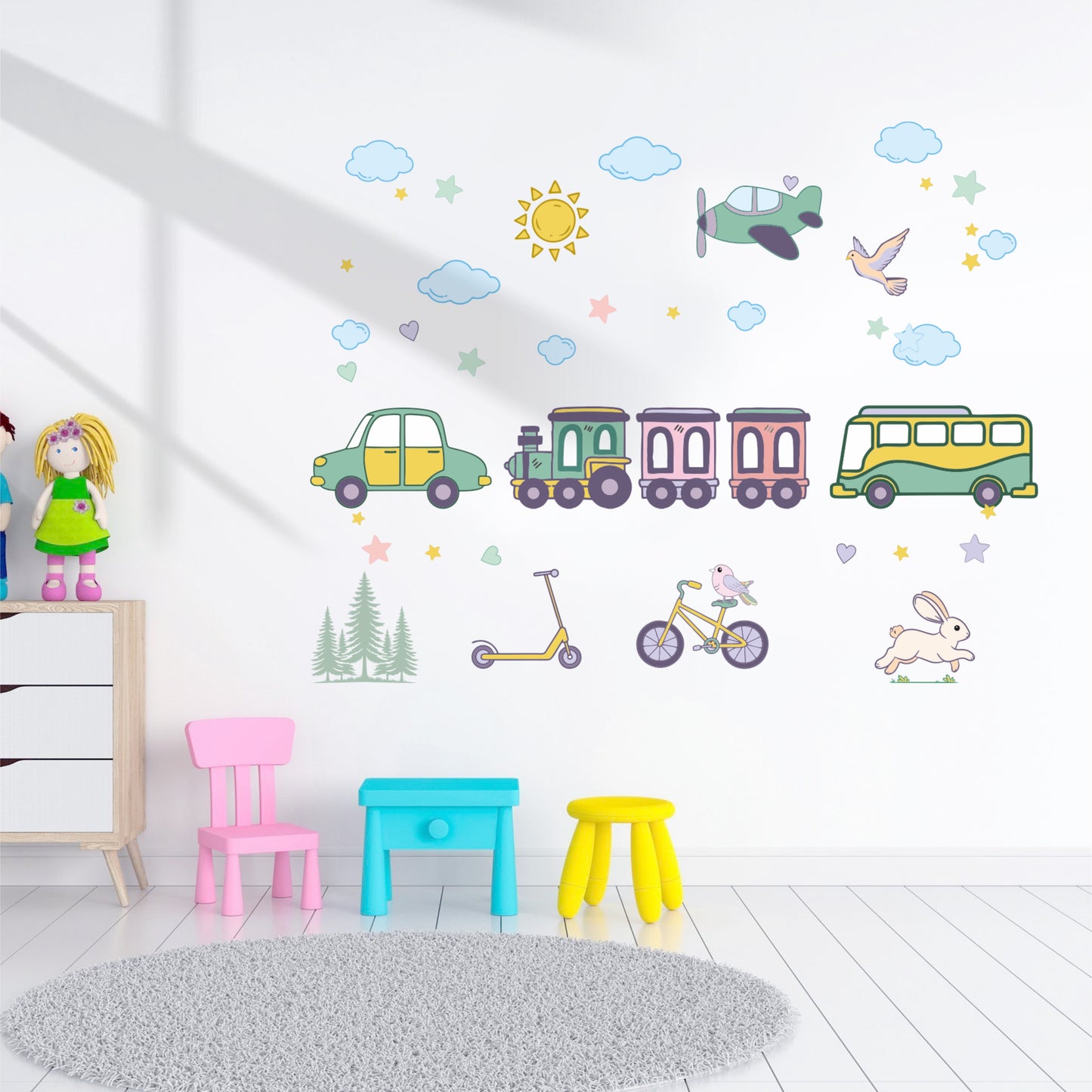 KIDS VEHICLE WORLD DECAL SET