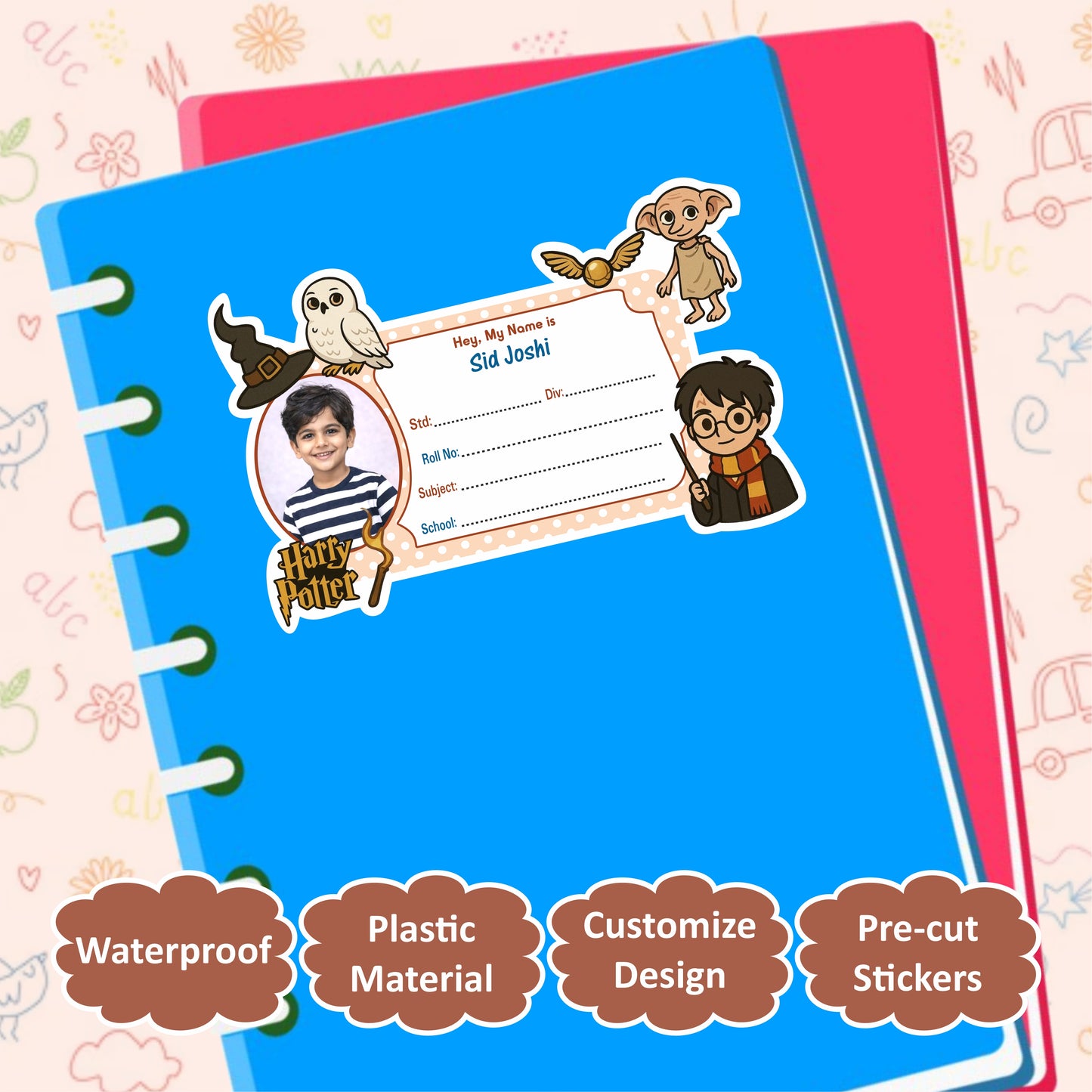 HERRY POTTER PERSONALIZED NOTEBOOK STICKERS