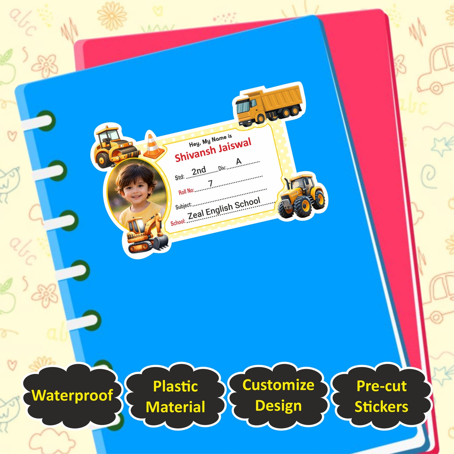 CONSTRUCTION VEHICLE COMBO STICKER SET