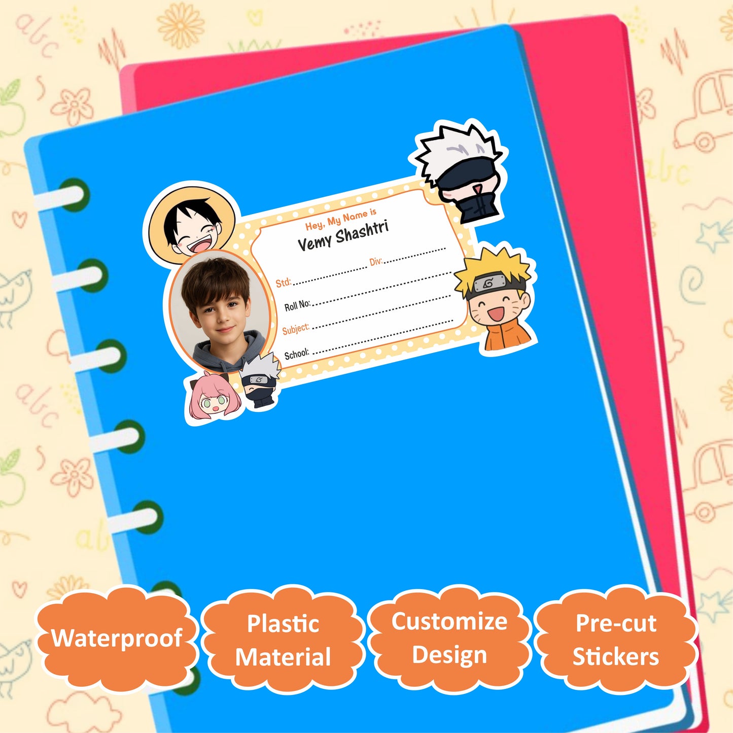 DE ANIME PERSONALIZED NOTEBOOK STICKERS