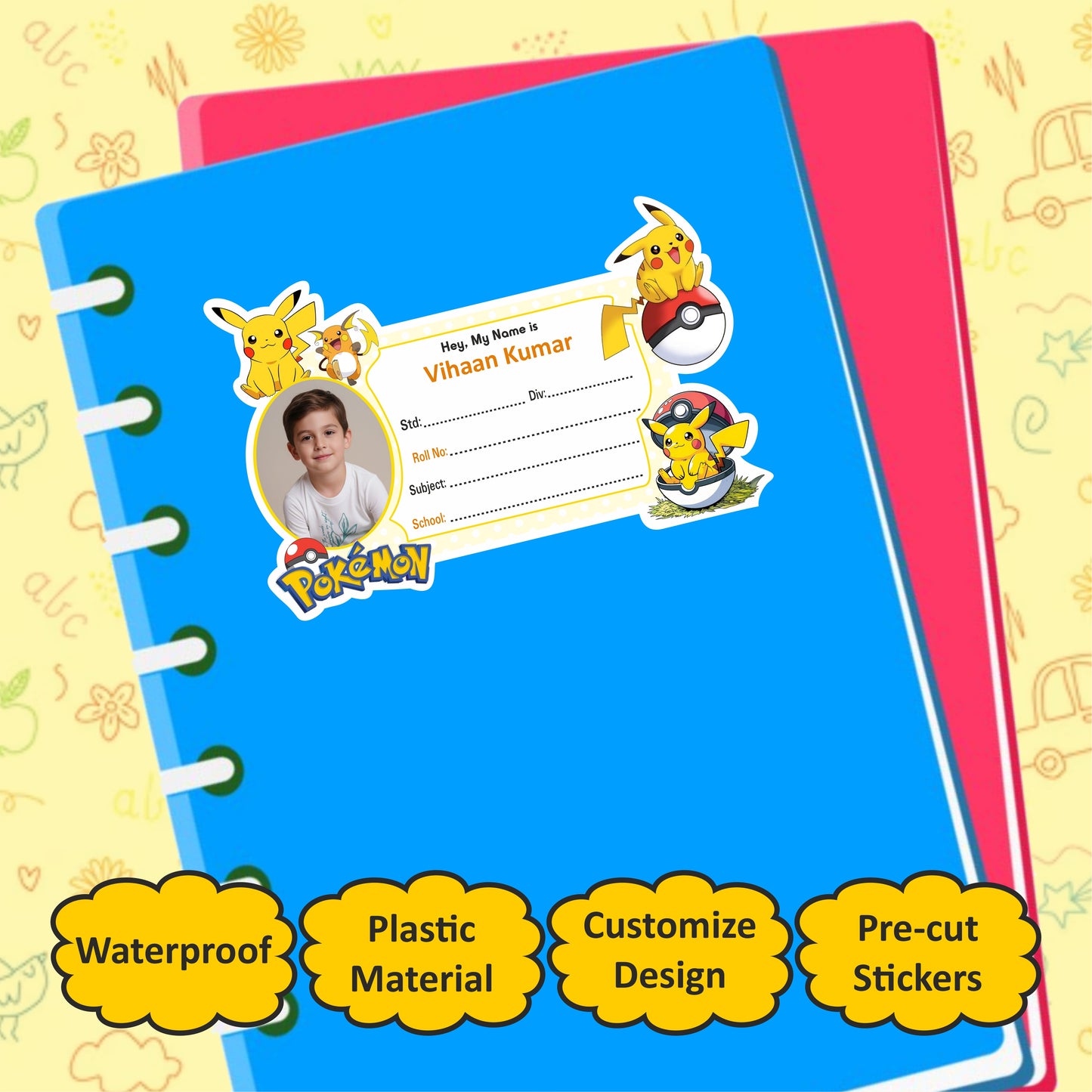 POKEMON PERSONALIZED NOTEBOOK STICKERS