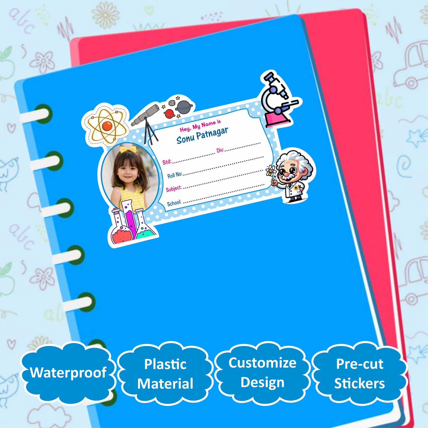 SCIENCE MASTER PERSONALIZED NOTEBOOK STICKERS