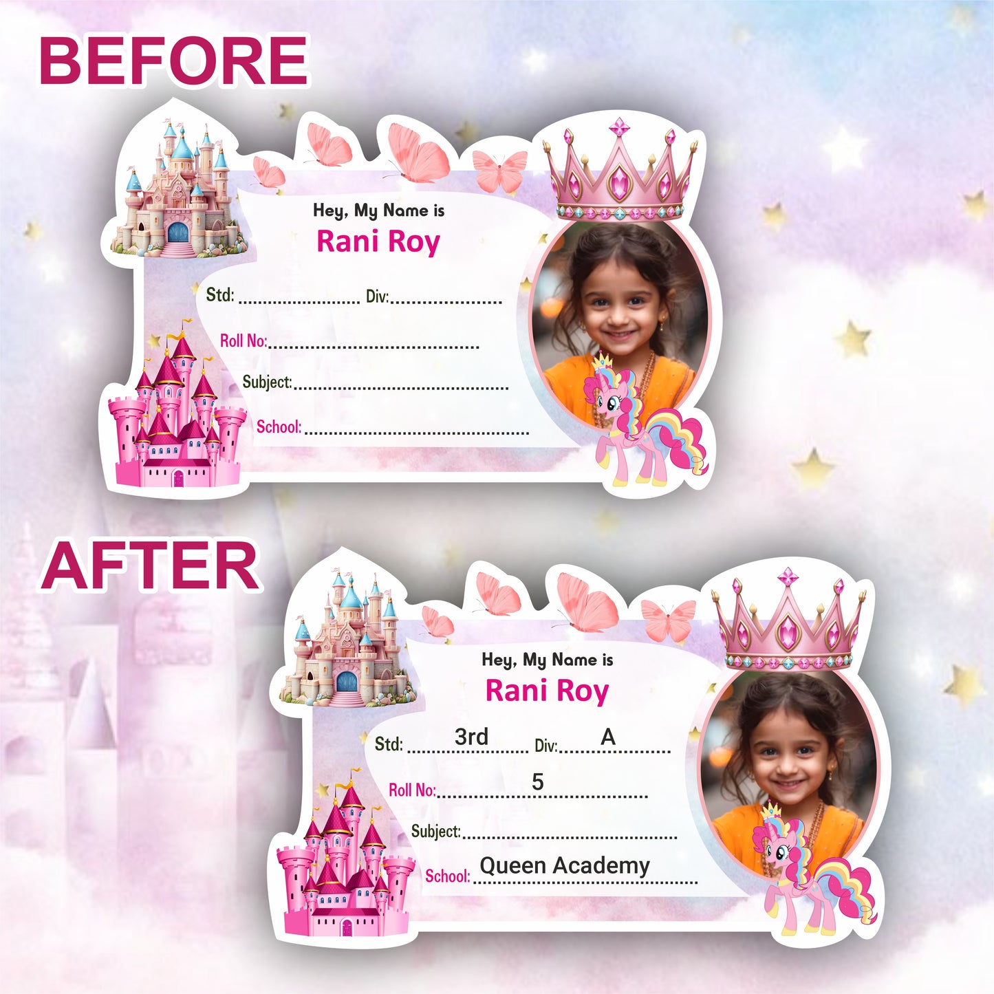 PRINCESS CASTLE PERSONALIZED NOTEBOOK STICKERS