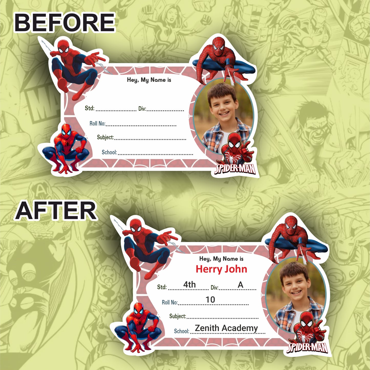 SPIDERMAN PERSONALIZED NOTEBOOK STICKERS