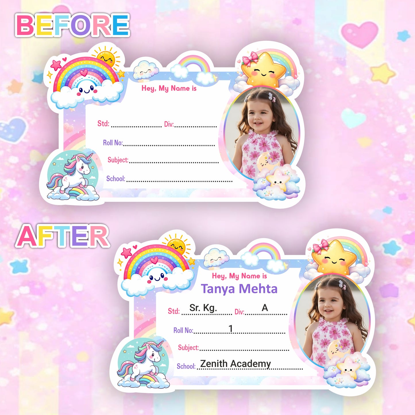 RAINBOW PERSONALIZED NOTEBOOK STICKERS