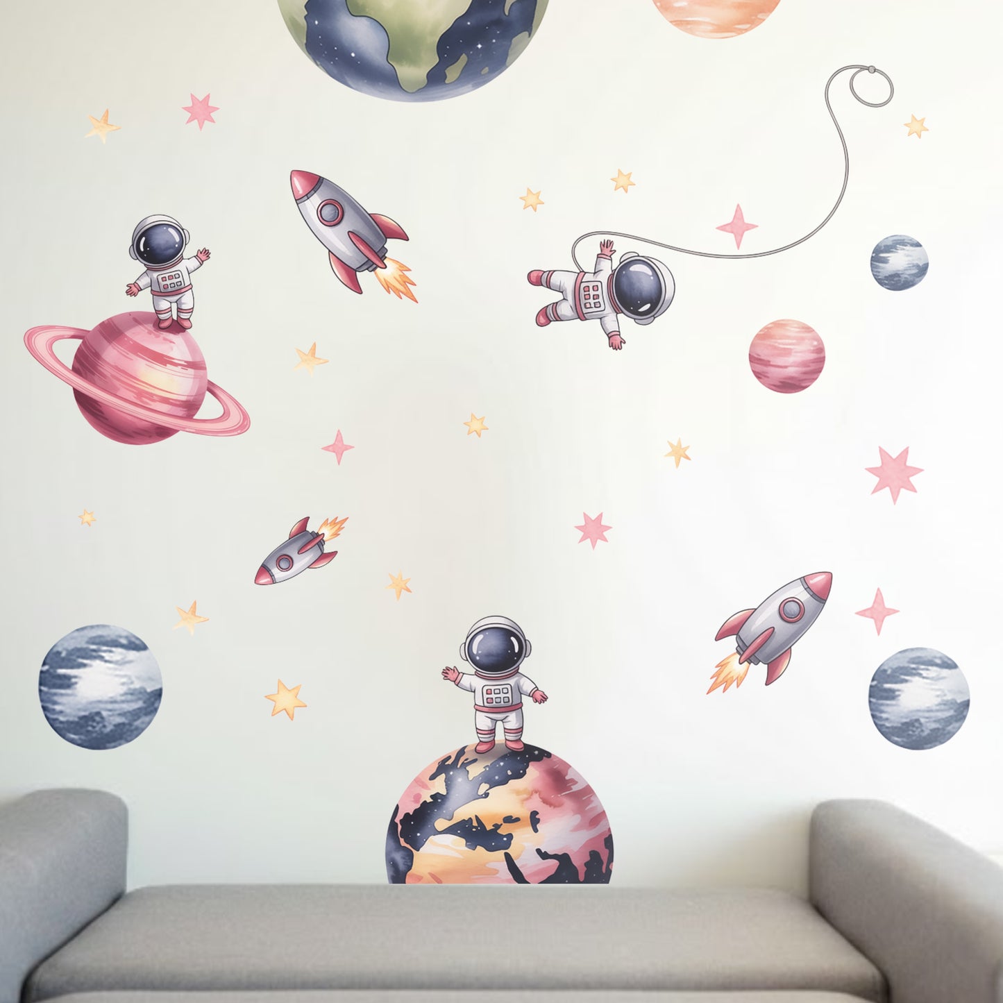TINY ASTRONAUT GALAXY KIDS ROOM DIY WALL STICKER