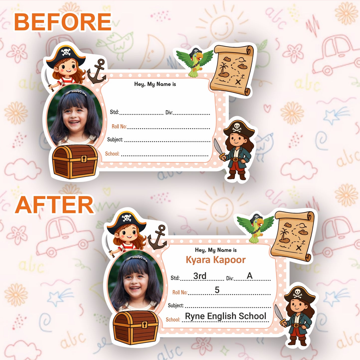 WOMAN PIRATE PERSONALIZED NOTEBOOK STICKERS