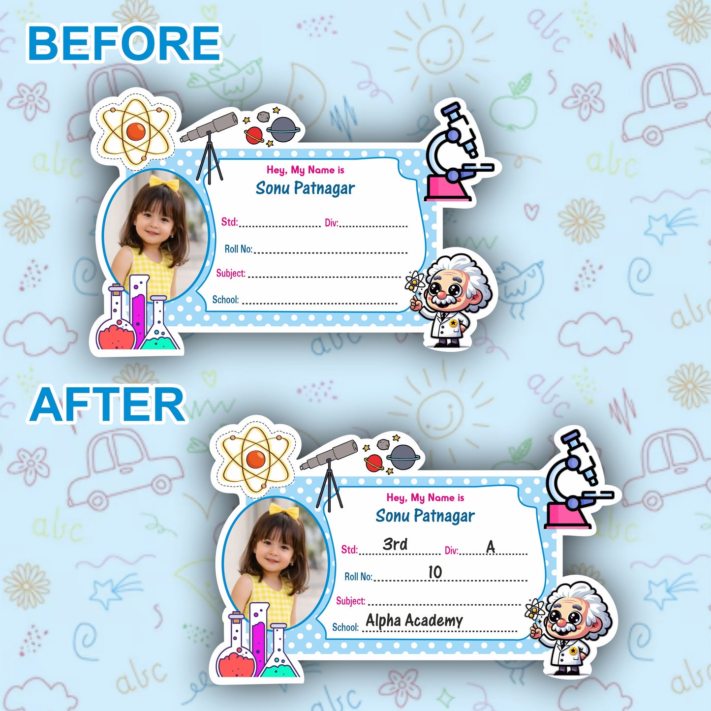 SCIENCE MASTER PERSONALIZED NOTEBOOK STICKERS