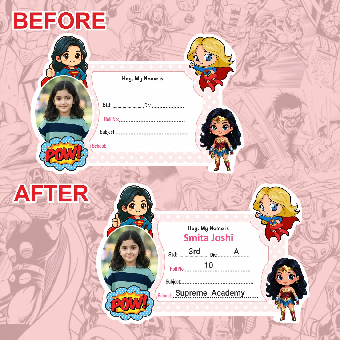 SUPER WOMAN PERSONALIZED NOTEBOOK STICKERS