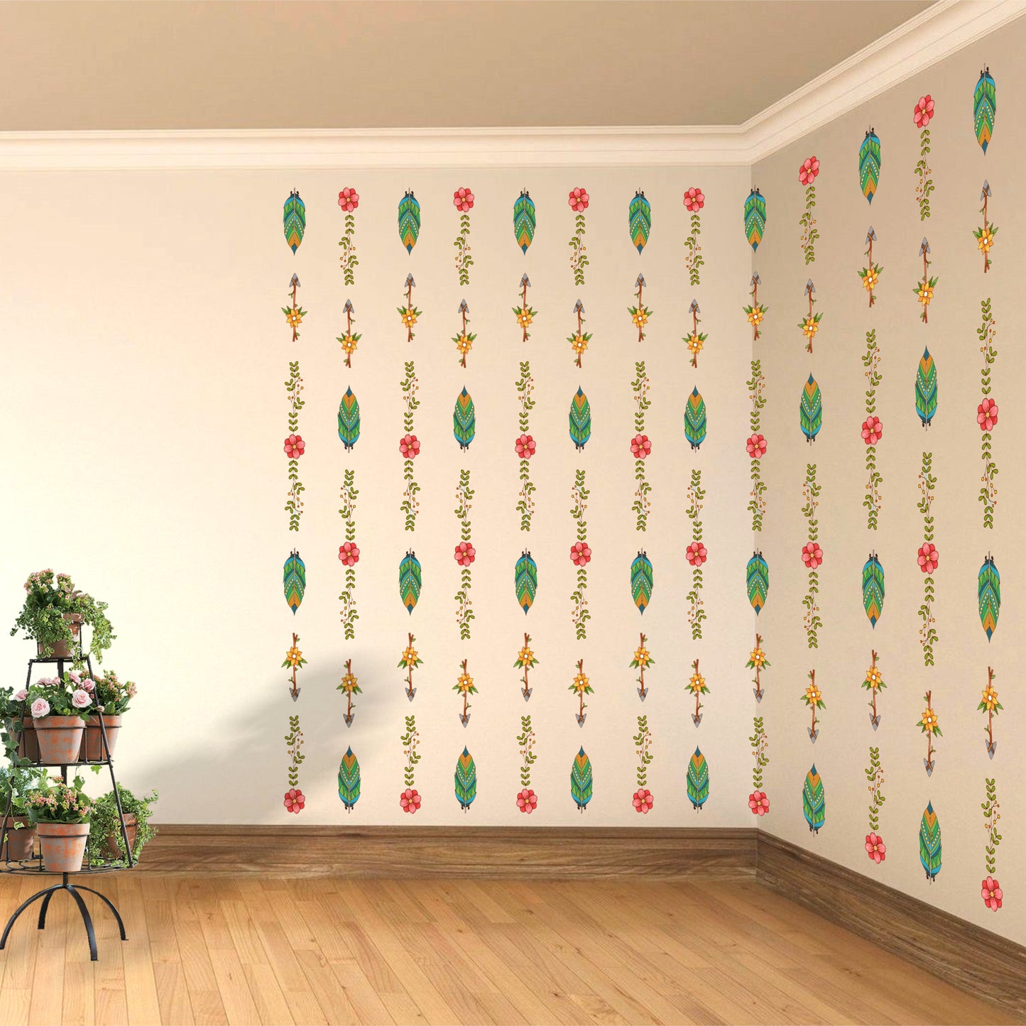 BOHO FEATHER STRIPS DIY WALL STICKER