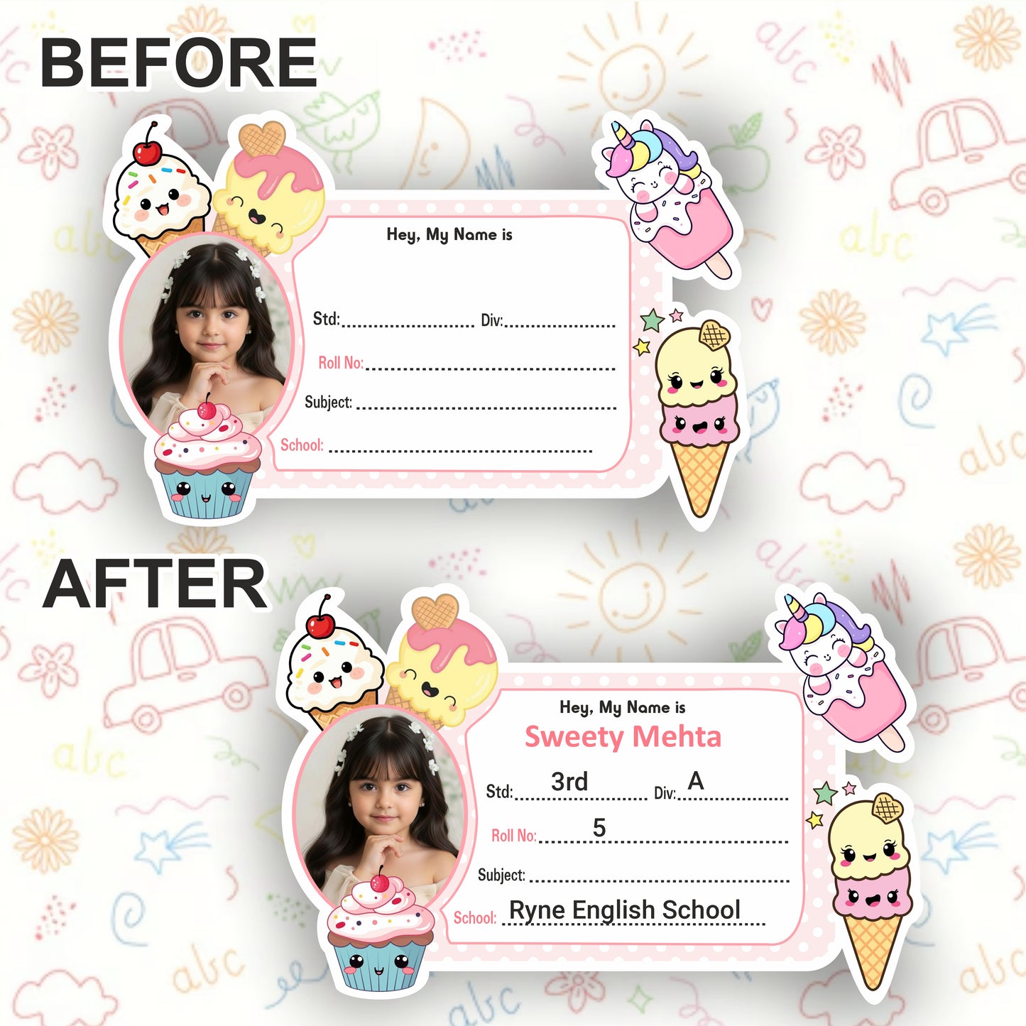 CANDY WORLD PERSONALIZED NOTEBOOK STICKERS
