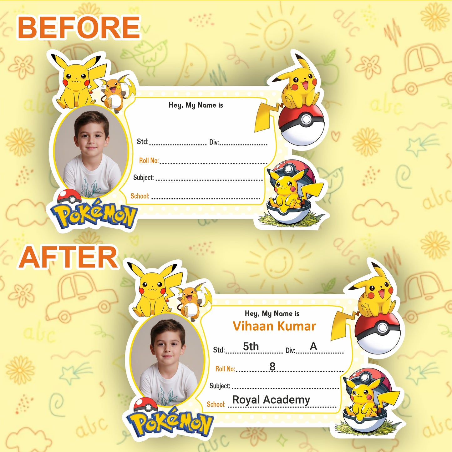 POKEMON PERSONALIZED NOTEBOOK STICKERS