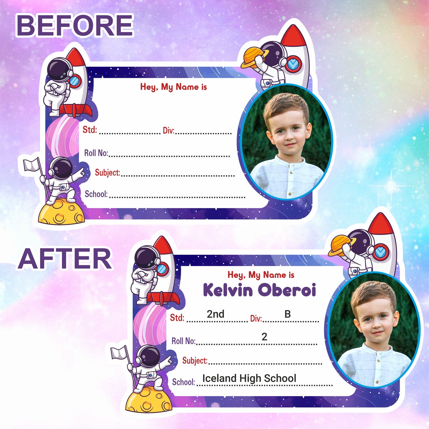 ASTRONAUT ADVENTURE KIDS PERSONALIZED NOTEBOOK STICKERS