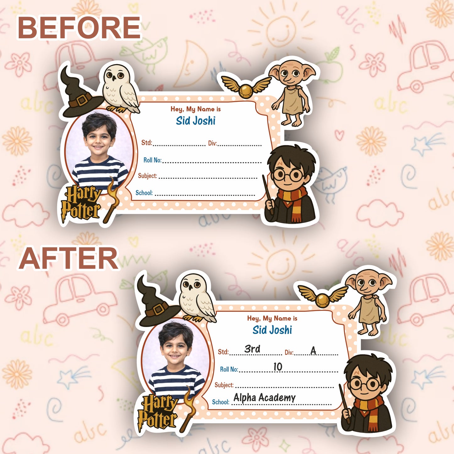 HERRY POTTER PERSONALIZED NOTEBOOK STICKERS
