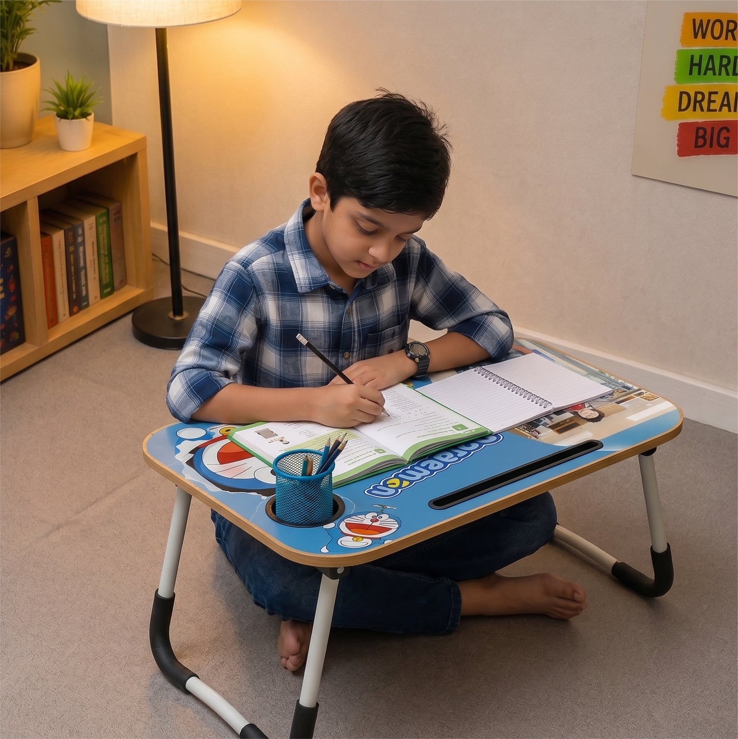 Personalized Kids Study Table Doraemon Theme– Custom Photo Laptop & Homework Desk