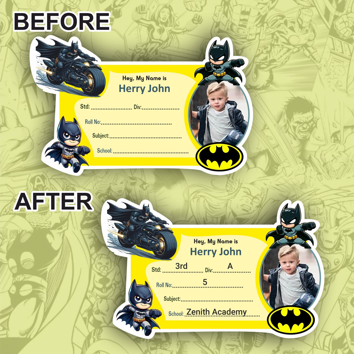 BATMAN PERSONALIZED NOTEBOOK STICKERS