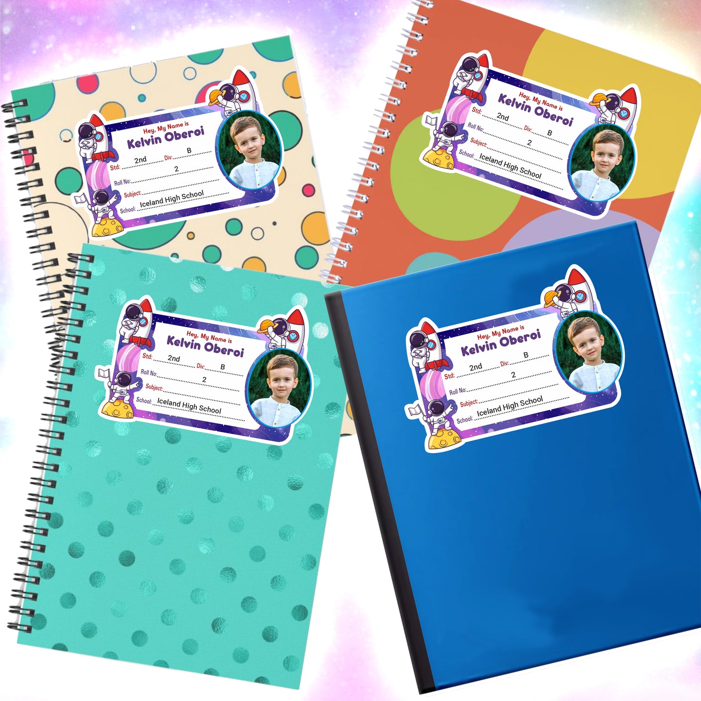 ASTRONAUT ADVENTURE KIDS PERSONALIZED NOTEBOOK STICKERS
