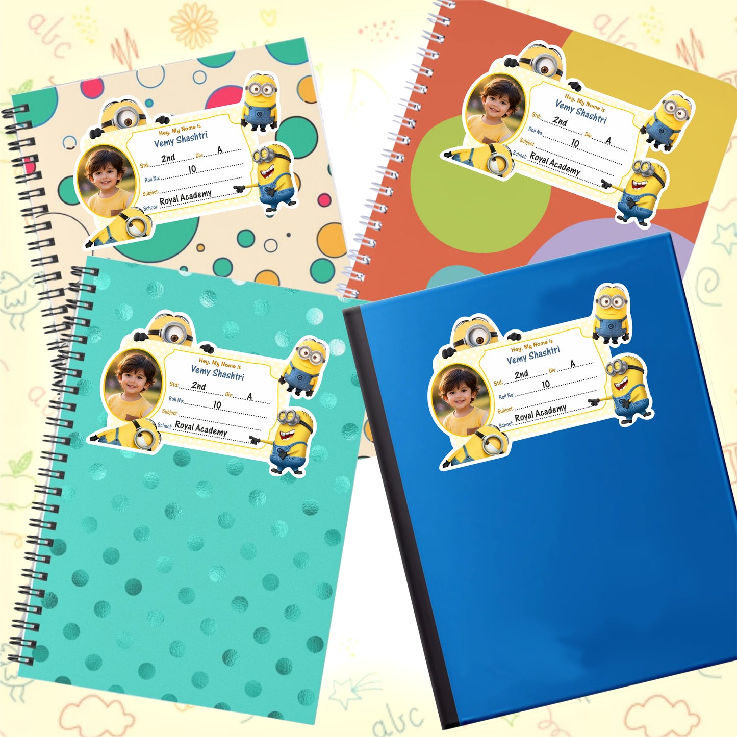 MINION PERSONALIZED NOTEBOOK STICKERS