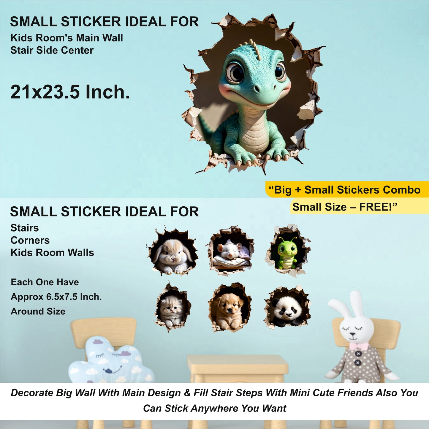 DINO AND FRIENDS SECRET 3D WALL DECAL