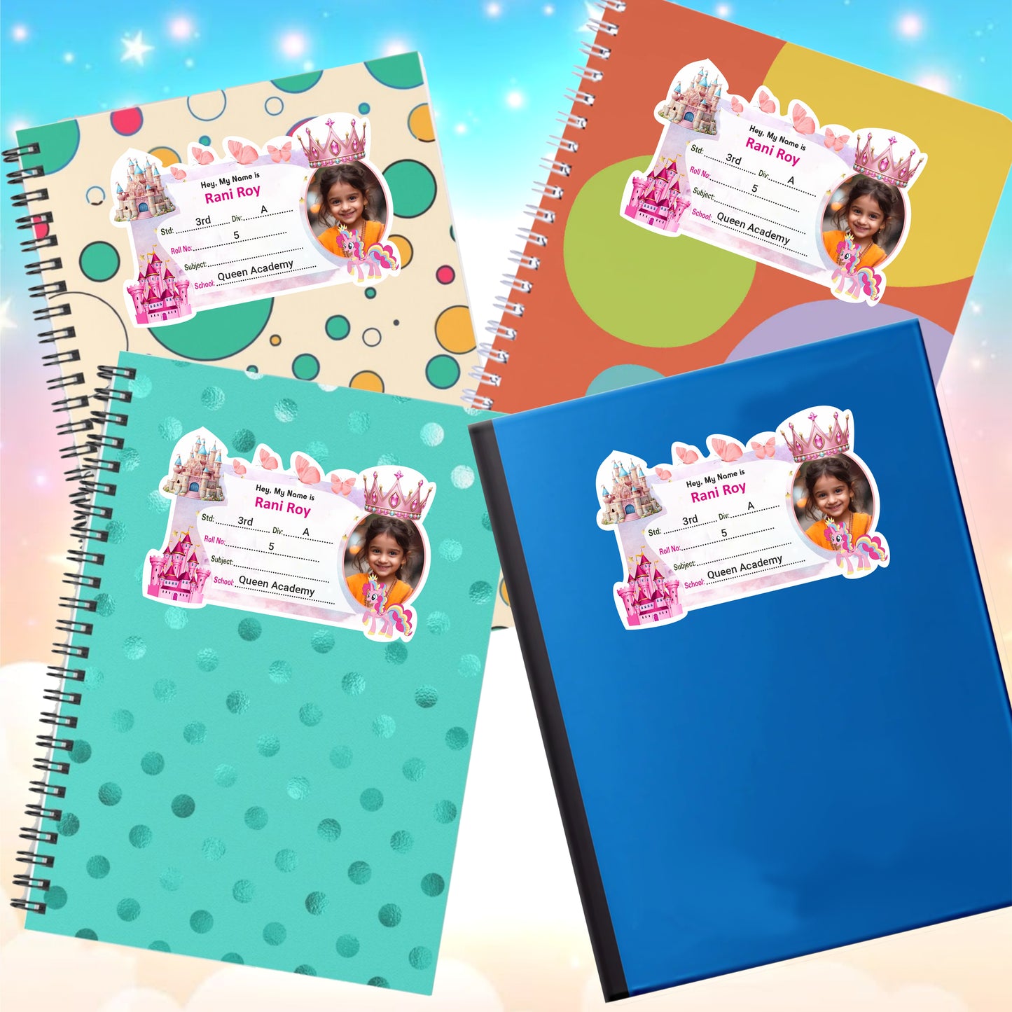 PRINCESS CASTLE PERSONALIZED NOTEBOOK STICKERS