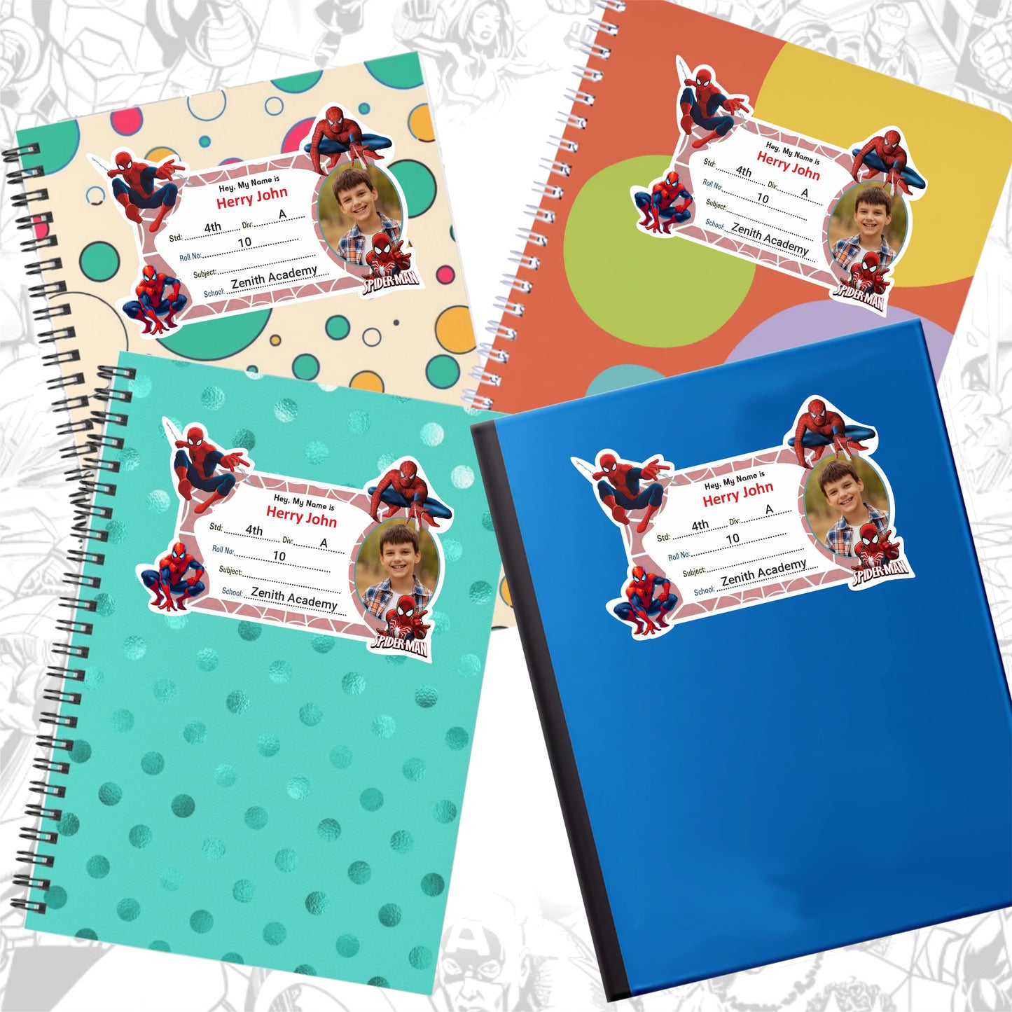 SPIDERMAN PERSONALIZED NOTEBOOK STICKERS