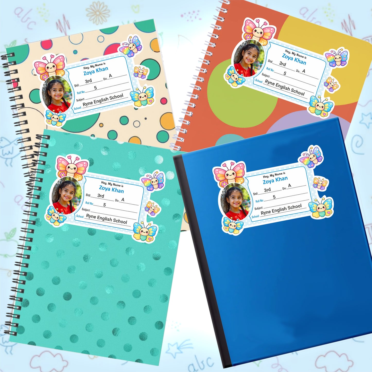 BUTTERFLY PERSONALIZED NOTEBOOK STICKERS