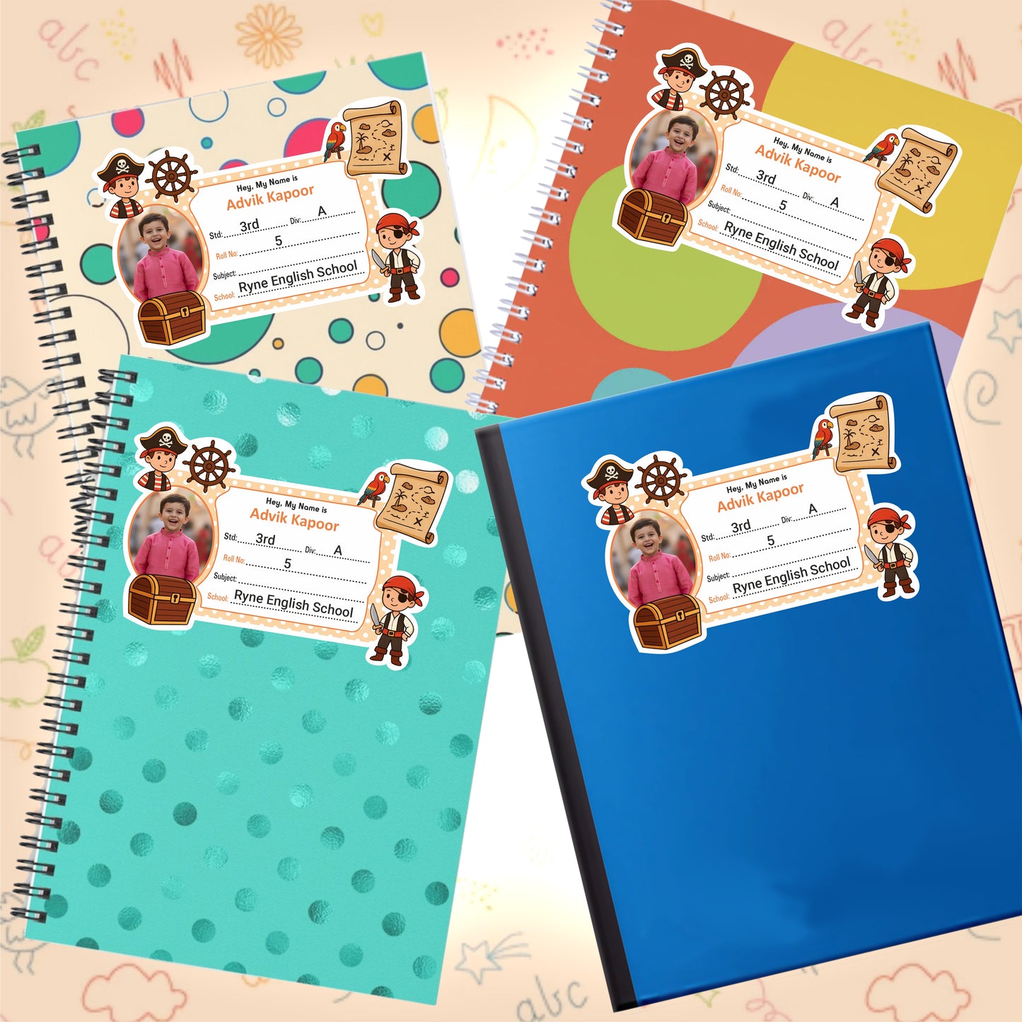 PIRATE PERSONALIZED NOTEBOOK STICKERS