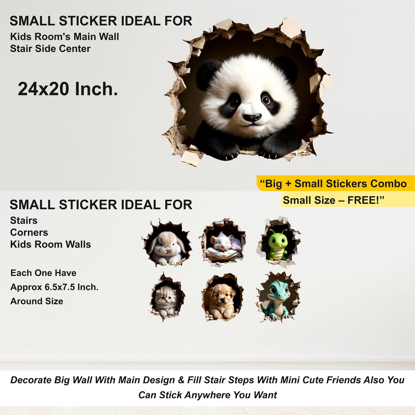 PANDA AND FRIENDS SECRET 3D WALL DECAL