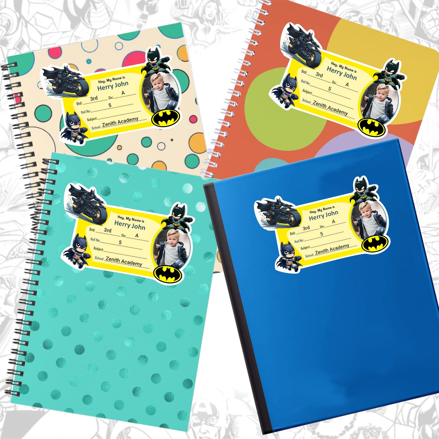 BATMAN PERSONALIZED NOTEBOOK STICKERS