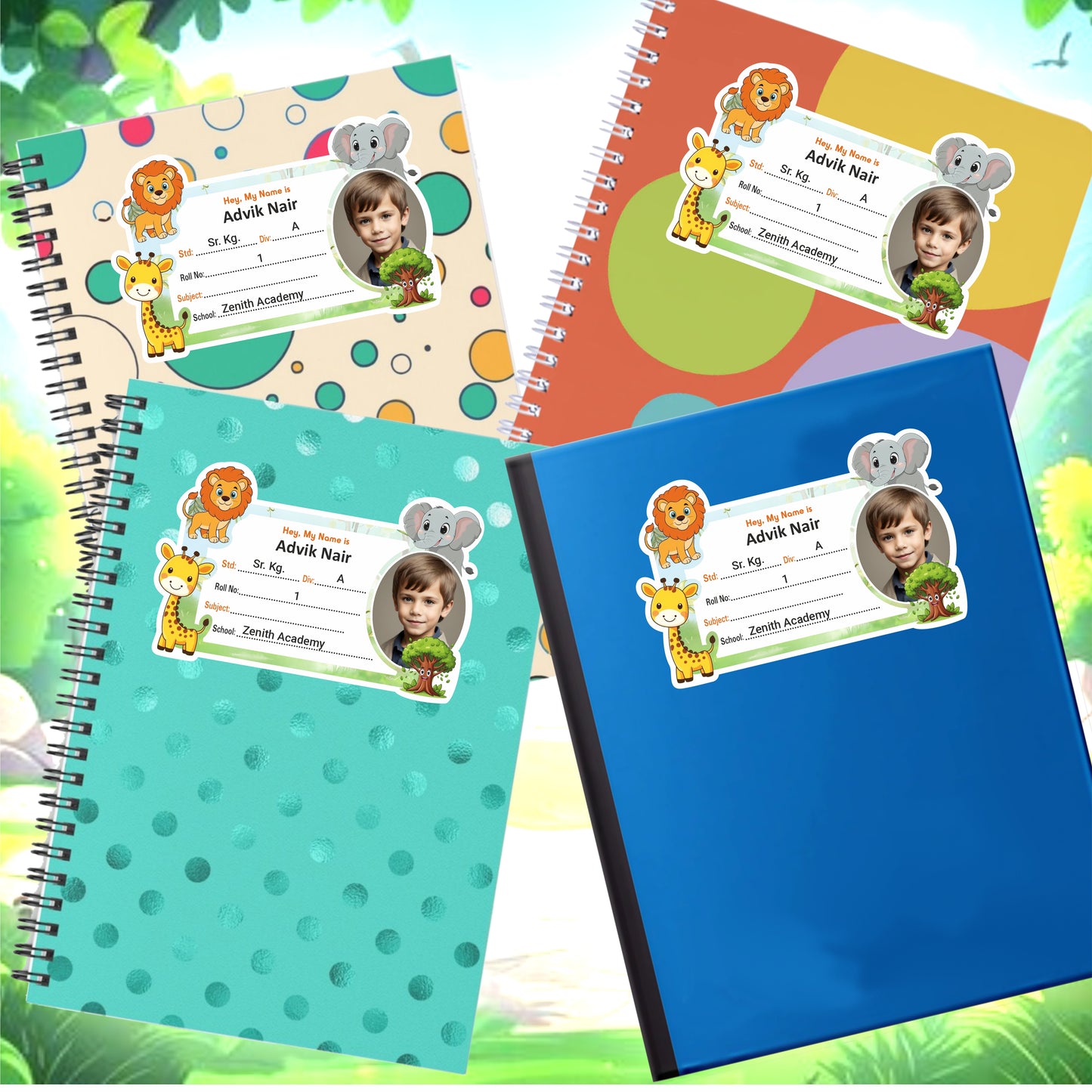 JUNGLE SAFARI PERSONALIZED NOTEBOOK STICKERS