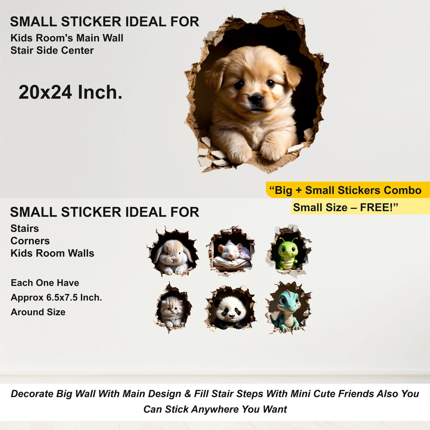 CUTE PUPPY AND FRIENDS SECRET 3D WALL DECAL