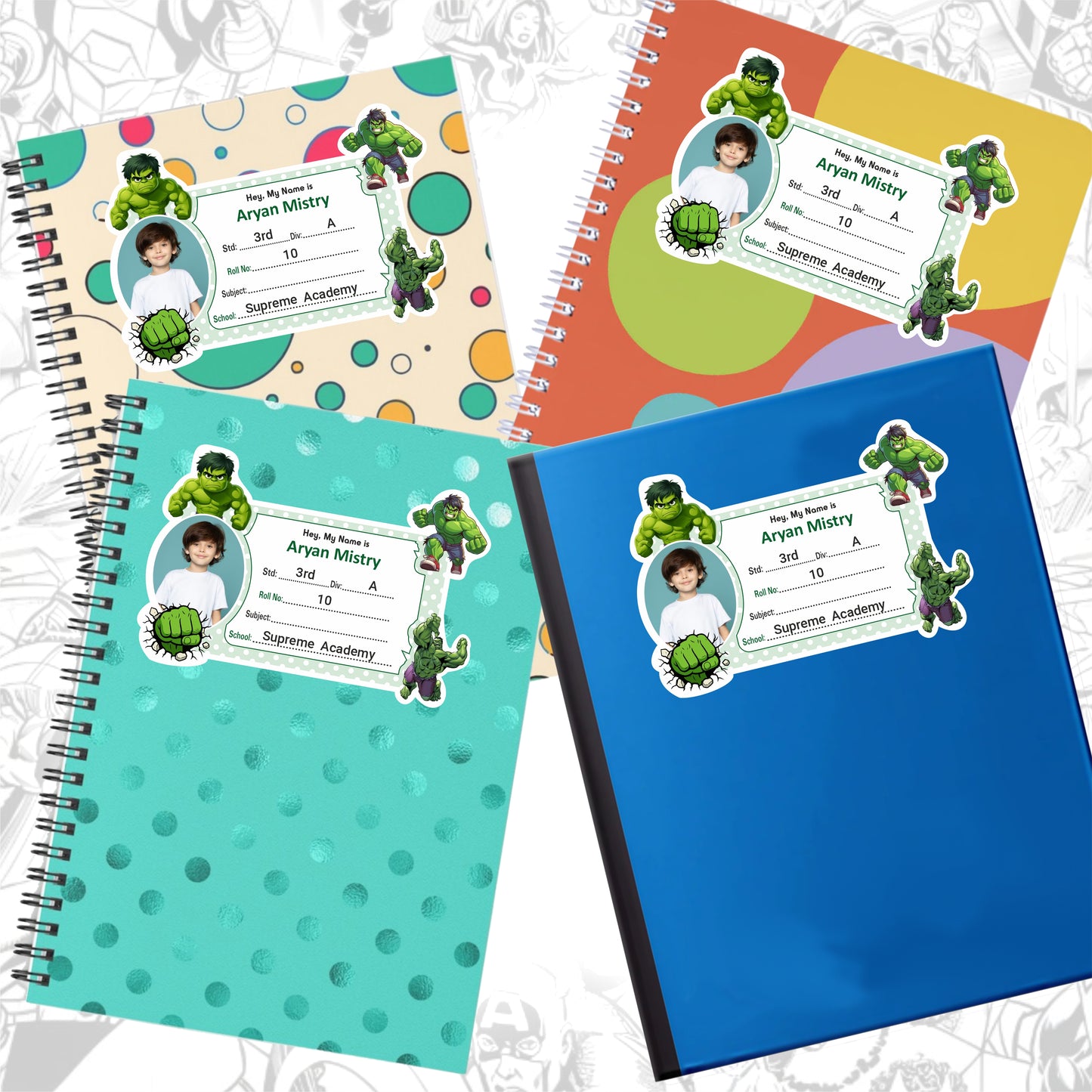 HULK PERSONALIZED NOTEBOOK STICKERS