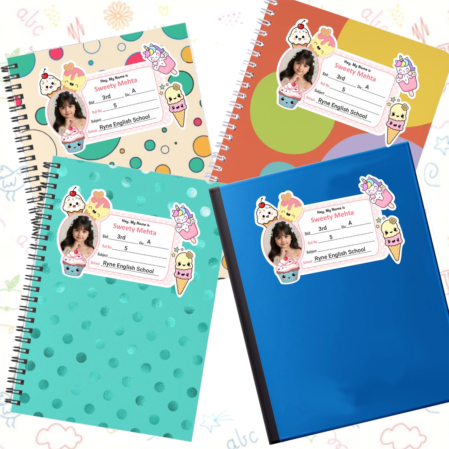 CANDY WORLD PERSONALIZED NOTEBOOK STICKERS