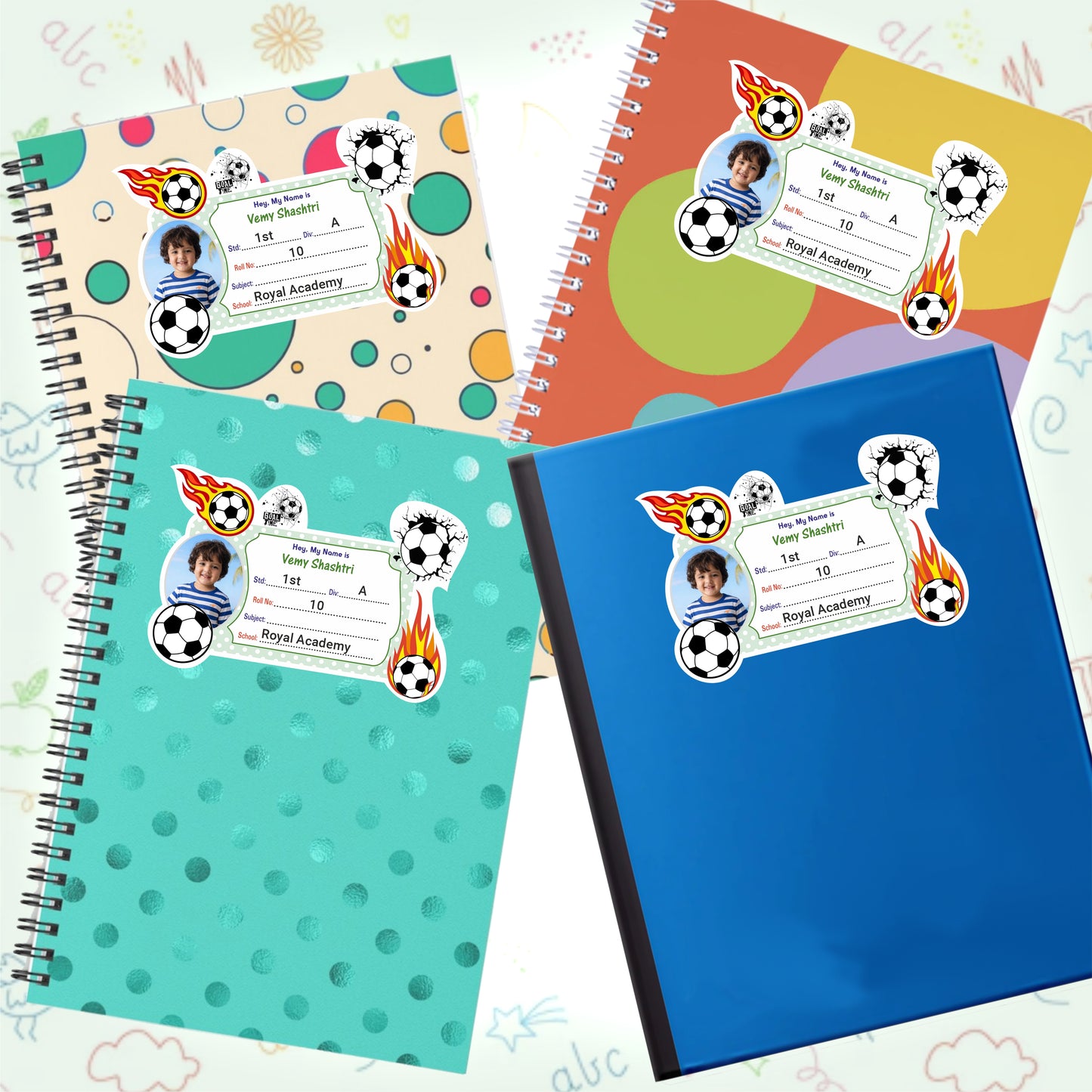 FOOTBALL PERSONALIZED NOTEBOOK STICKERS