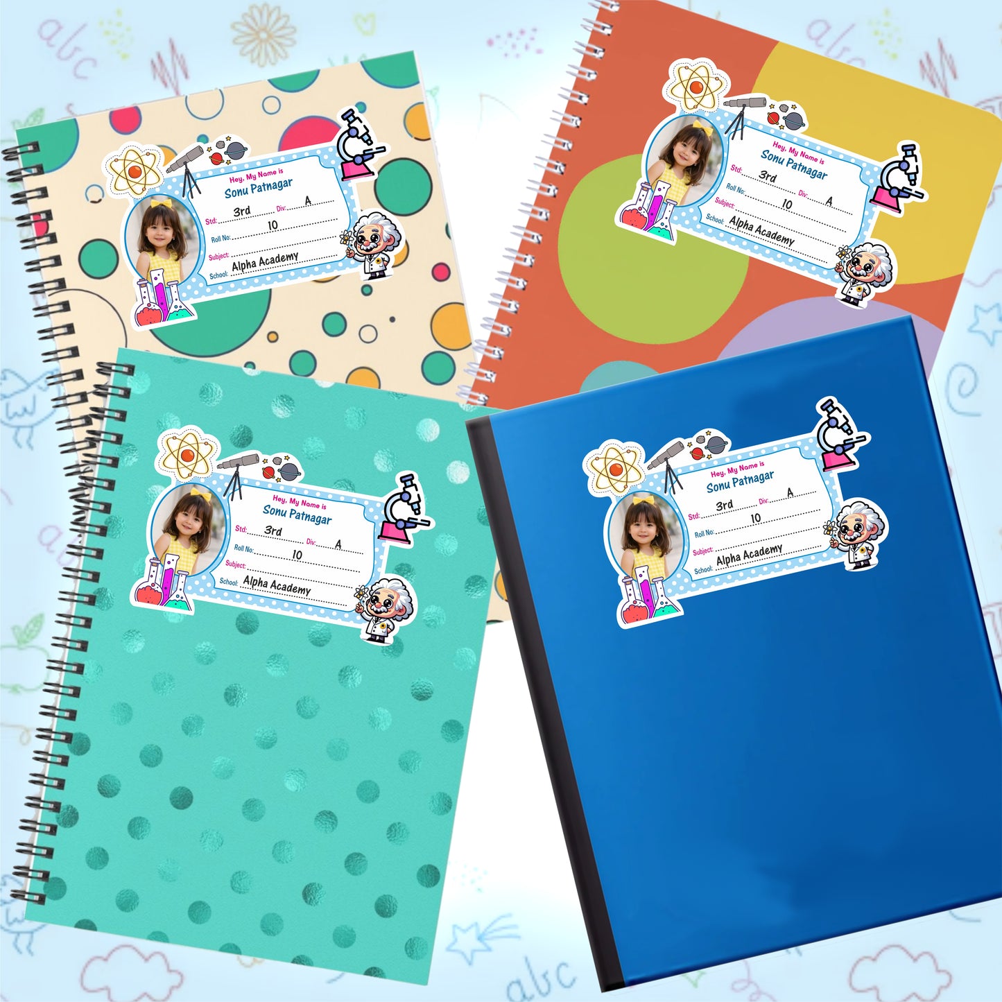 SCIENCE MASTER PERSONALIZED NOTEBOOK STICKERS