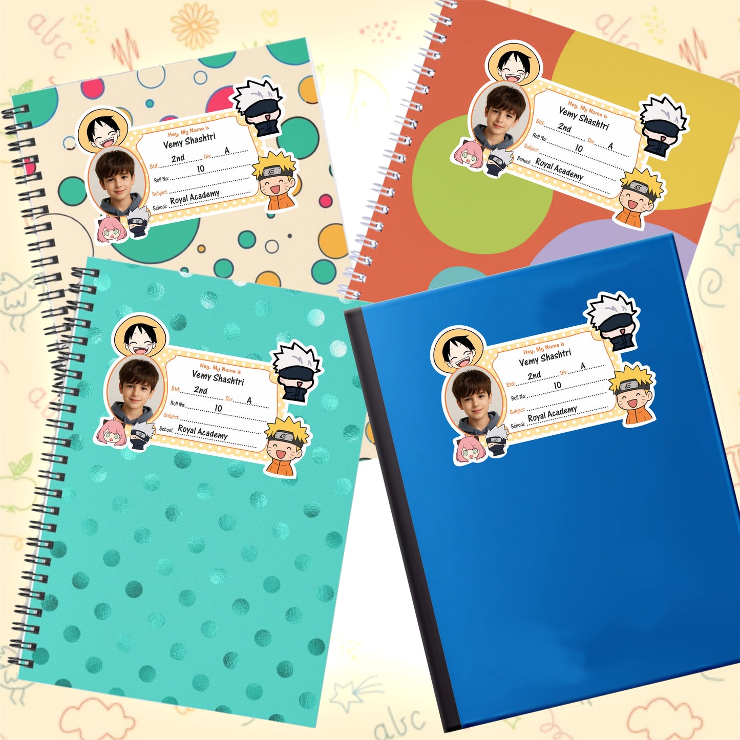 DE ANIME PERSONALIZED NOTEBOOK STICKERS