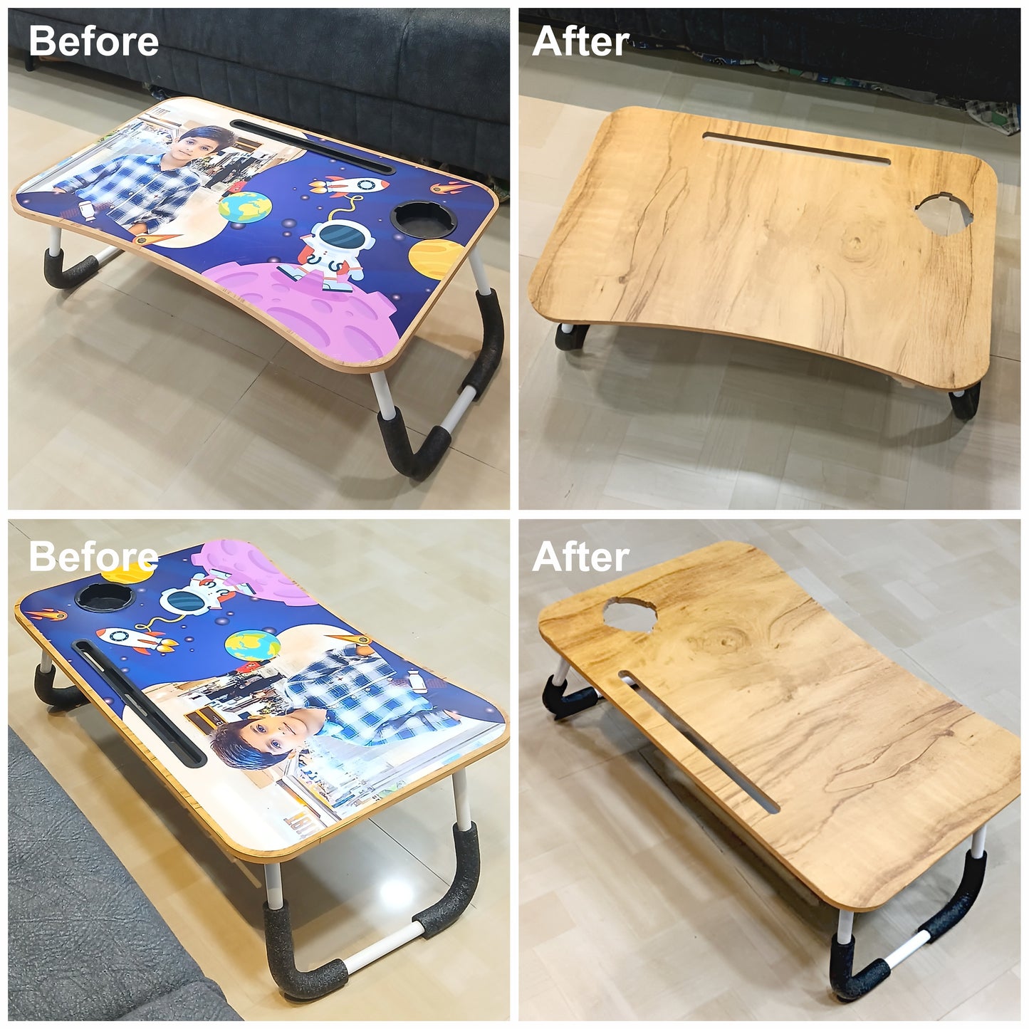 Personalized Kids Study Table Space Theme– Custom Photo Laptop & Homework Desk